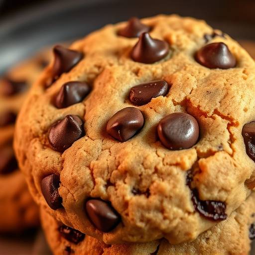 Imagem de um cookie apetitoso com gotas de chocolate